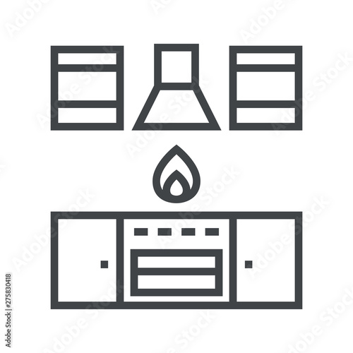 Line icon kitchen set