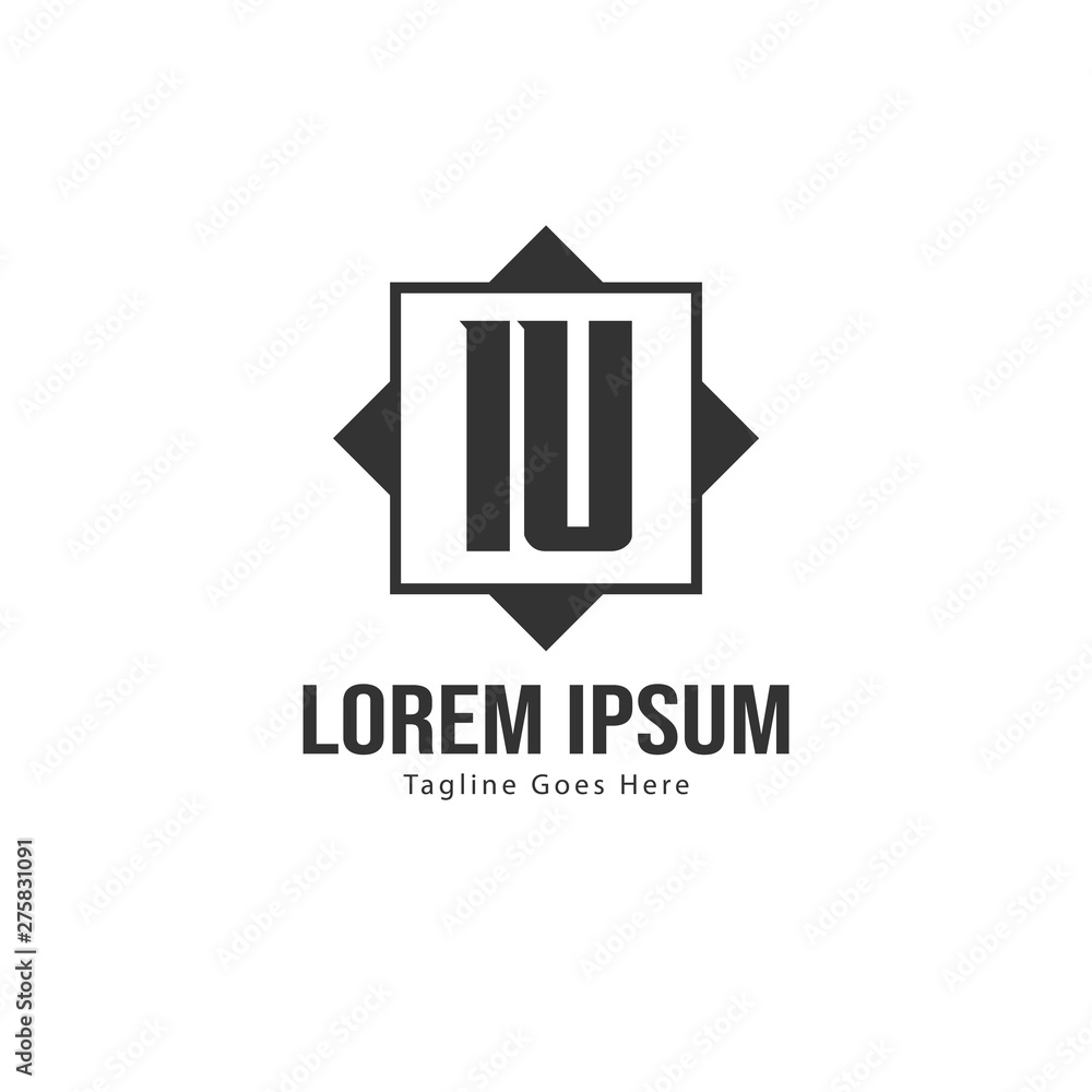 Initial IU logo template with modern frame. Minimalist IU letter logo vector illustration Initial IU logo template with modern frame. Minimalist IU letter logo vector illustration
