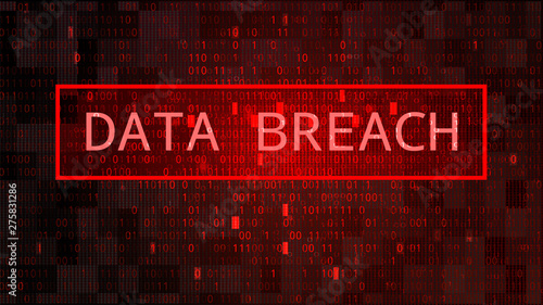 Dark Red BG with Binary Code. Data Breach