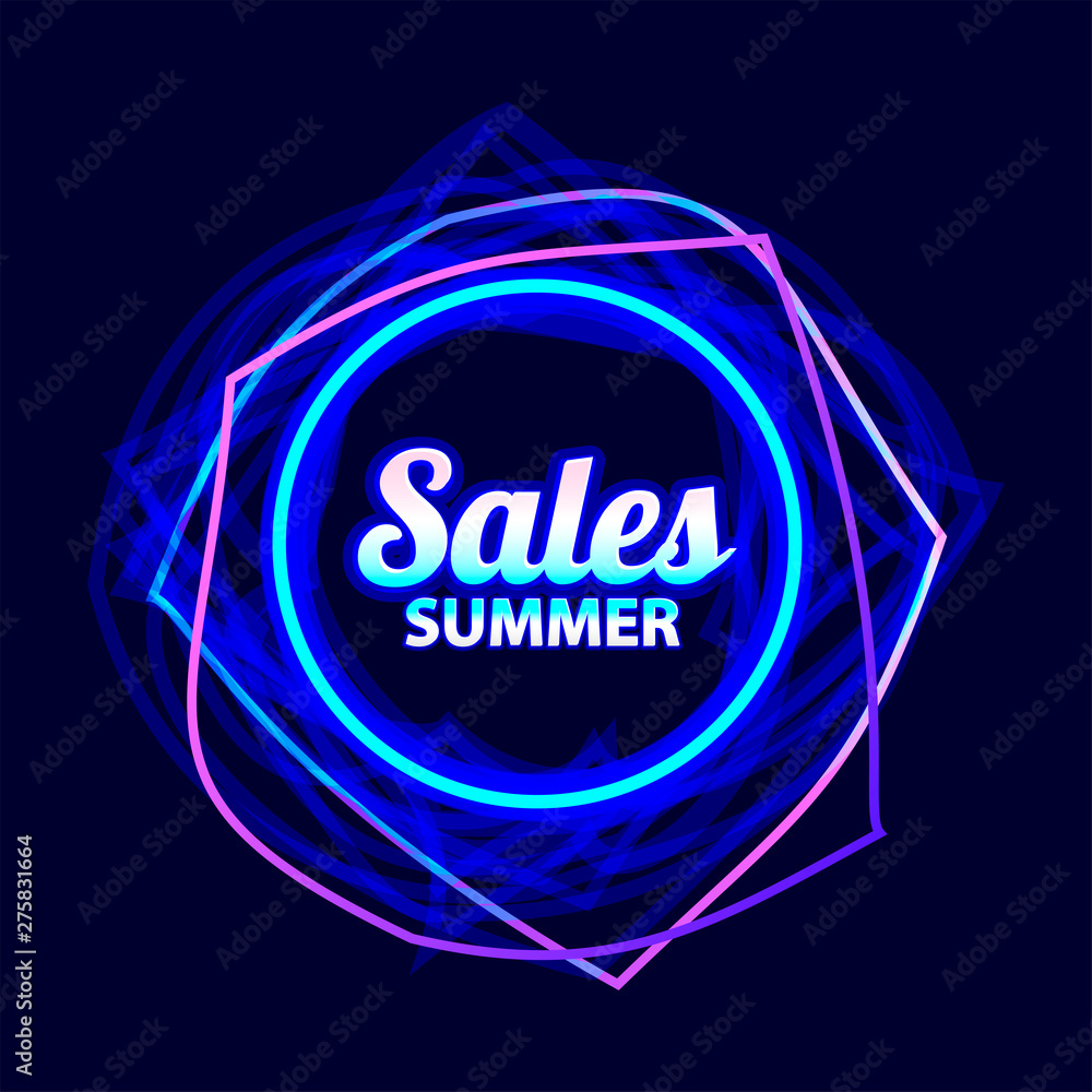 Square neon sale poster dark background vector Square neon sale poster dark background vector