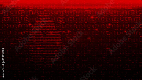 Digital Binary Code on Dark Red BG with Bug