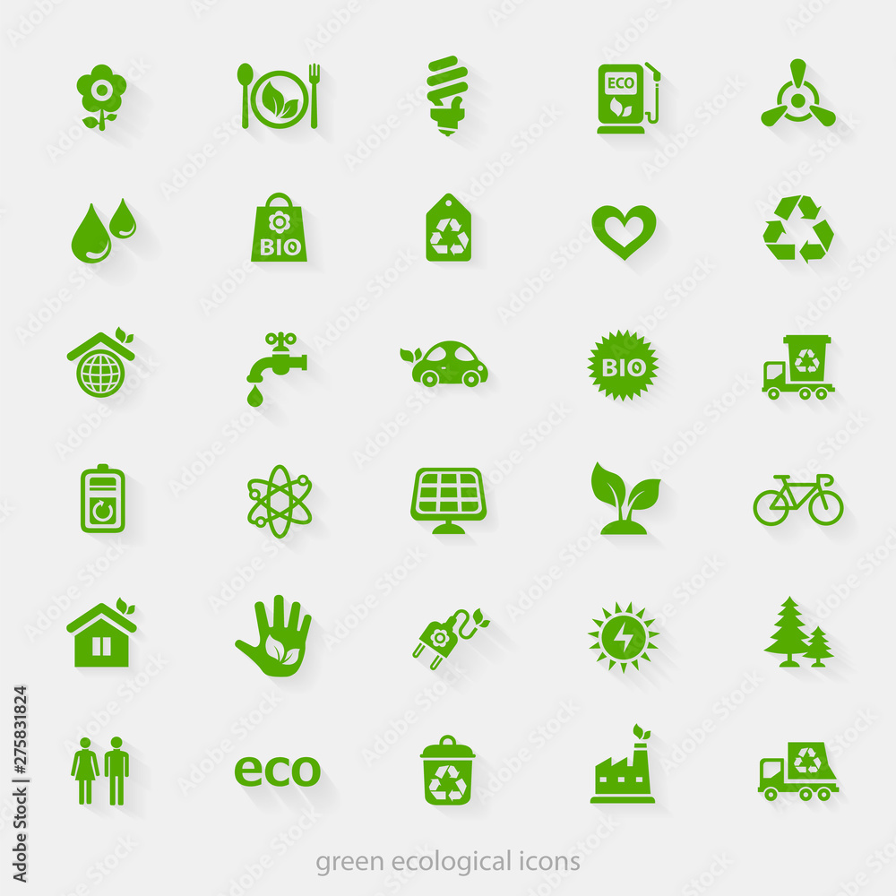 Vector material design green ecological icons collection Vector material design green ecological icons collection