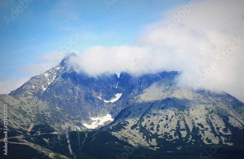 Rocky mountains covered with clouds in High Tatras, Slovakia