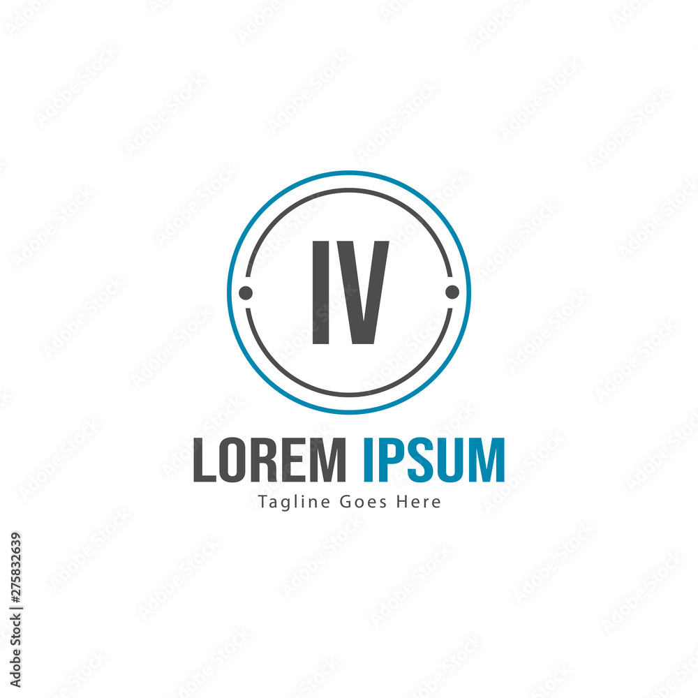 Initial IV logo template with modern frame. Minimalist IV letter logo vector illustration Initial IV logo template with modern frame. Minimalist IV letter logo vector illustration