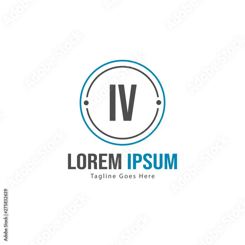 Initial IV logo template with modern frame. Minimalist IV letter logo vector illustration