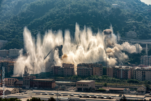 The implosion of what remained of the Morandi bridge in Genoa