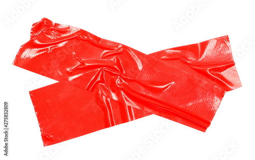Red adhesive, duct repair tape isolated on white background