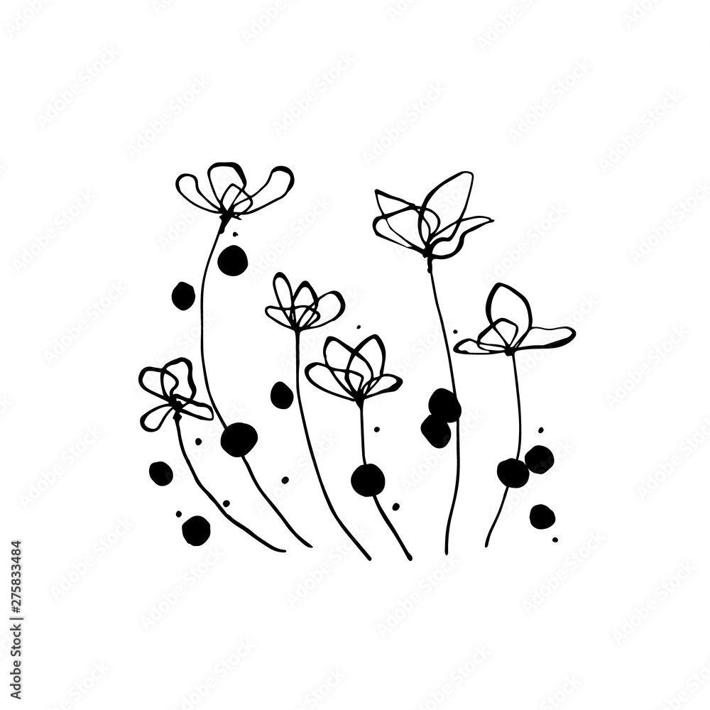 Black flower on white background. Vector illustration. Black flower on white background. Vector illustration.
