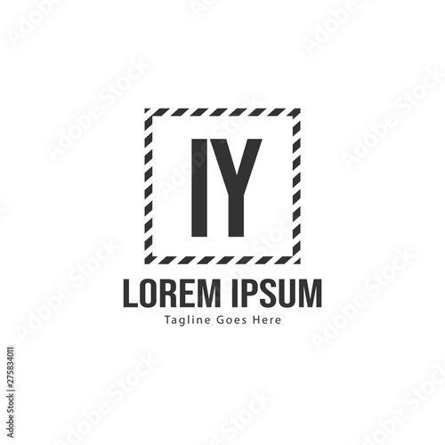 Initial IY logo template with modern frame. Minimalist IY letter logo vector illustration