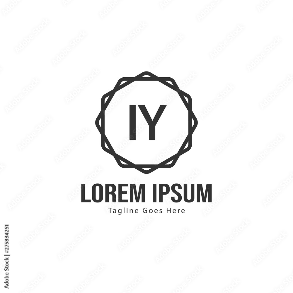 Fototapeta premium Initial IY logo template with modern frame. Minimalist IY letter logo vector illustration