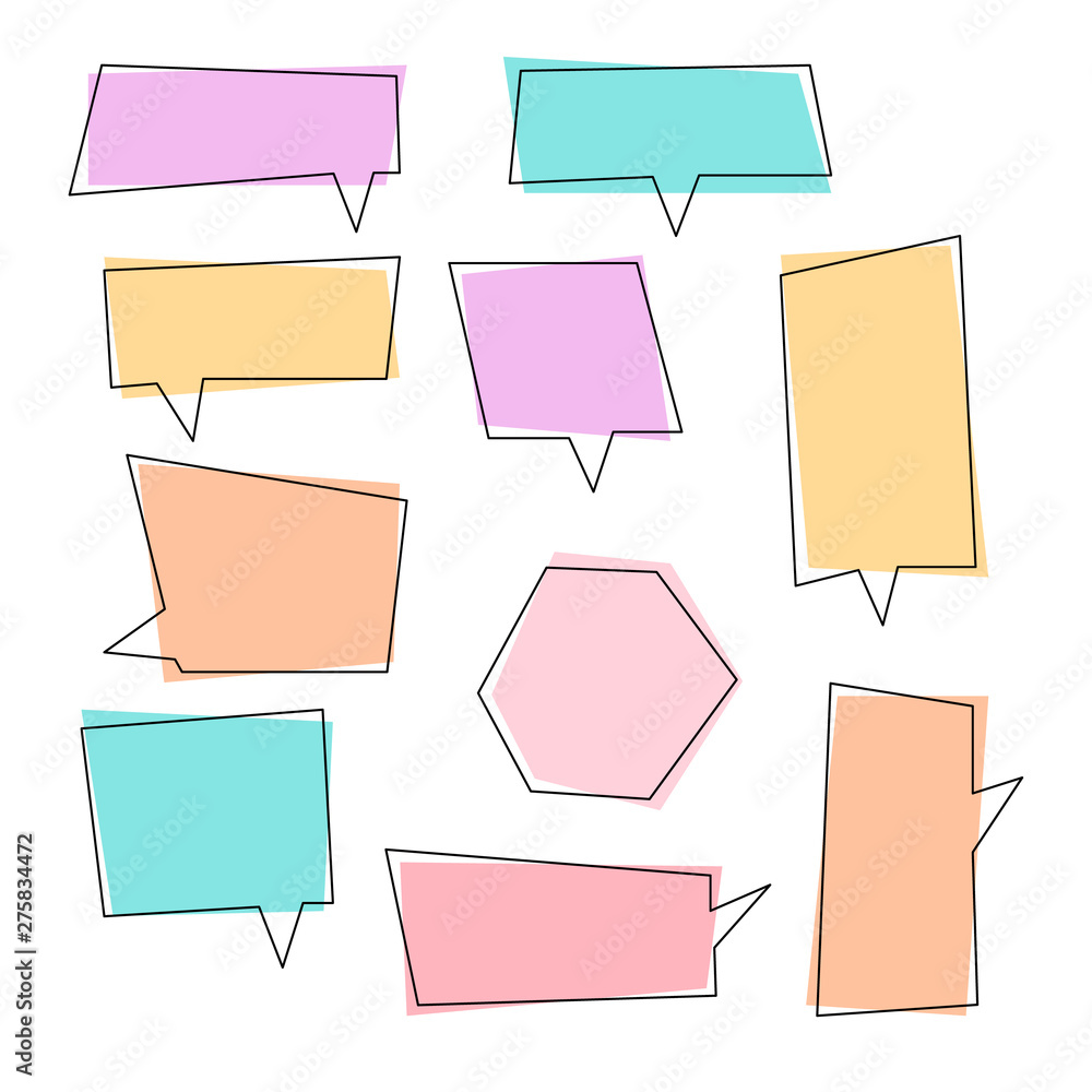 Clorful collection of speech bubbles. Flat bright vector illustration. Clorful collection of speech bubbles. Flat bright vector illustration.