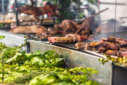 street food - grilled and spit-roasted pork