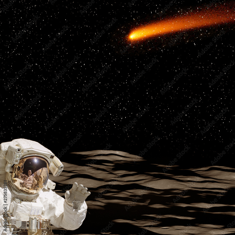 Naklejka premium Extrasolar planet. Astronaut makes exploration. The elements of this image furnished by NASA.