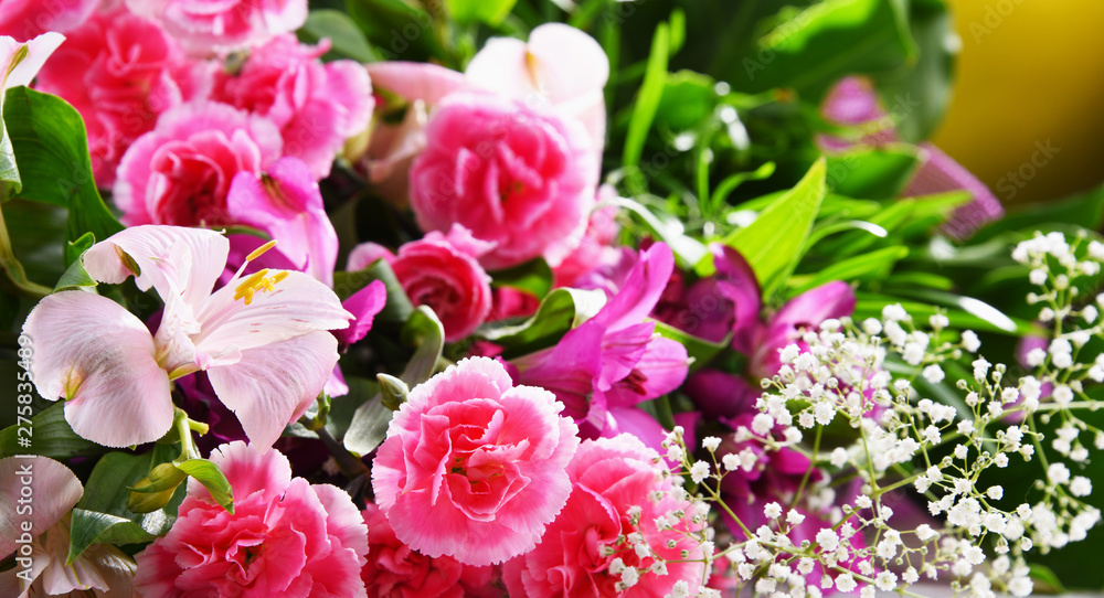 Composition with bouquet of freshly cut flowers Composition with bouquet of freshly cut flowers