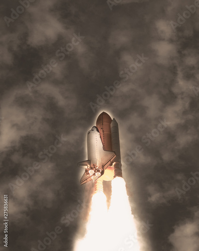 Fototapeta Naklejka Na Ścianę i Meble -  Flying rocket. The elements of this image furnished by NASA.