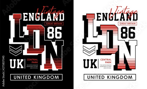 Typography LDN England for t-shirt printing design and various uses, vector illustrations photo