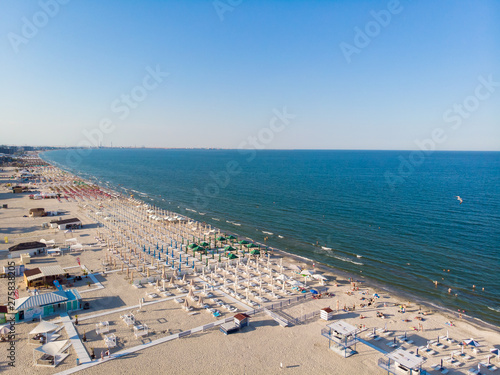 Aerial view of Mamaia, Constanta, popular tourist place and resort on black sea in a Romania
