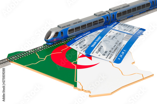 Rail travel in Algeria, concept. 3D rendering
