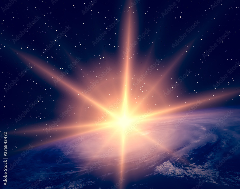 Sunrise on earth. The elements of this image furnished by NASA. Sunrise on earth. The elements of this image furnished by NASA.