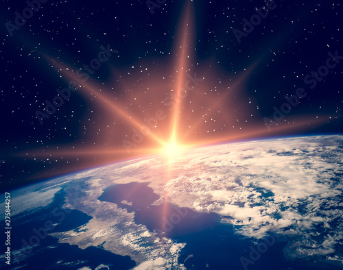 Fototapeta Naklejka Na Ścianę i Meble -  Earth sunrise. The elements of this image furnished by NASA.