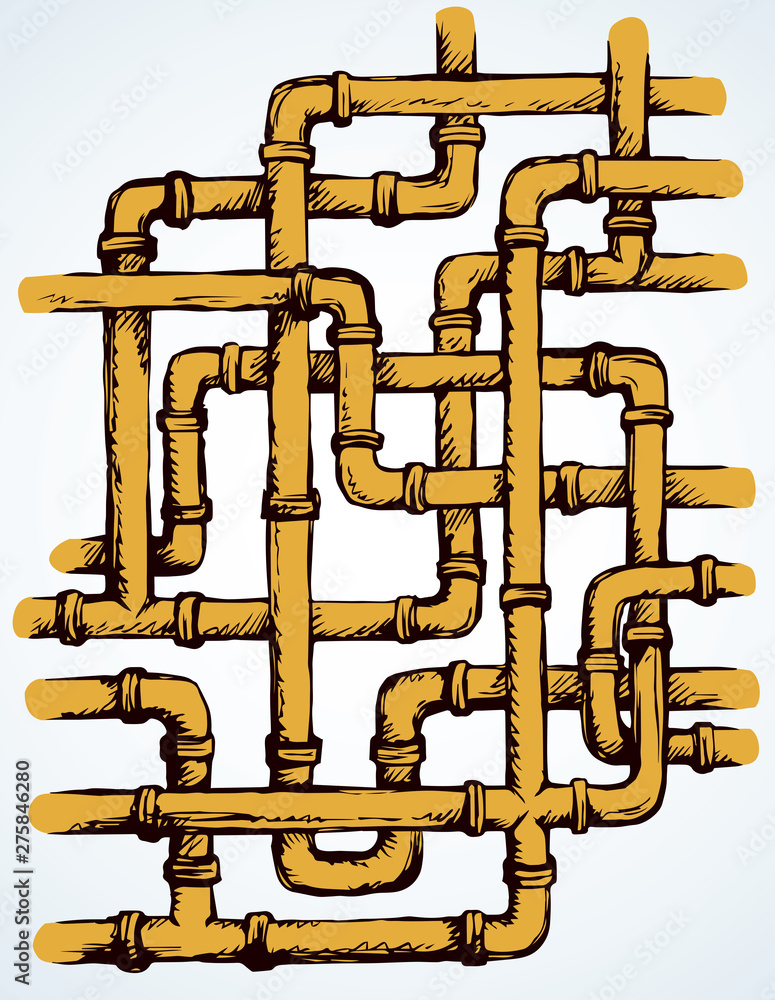 Fototapeta premium Plumbing pipes. Vector drawing symbol