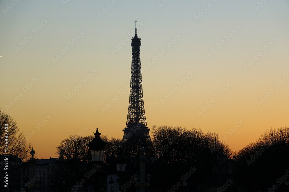 PARIS-FRANCE-FEB 24, 2019: The Eiffel Tower is the one of the  most visited landmark in France.