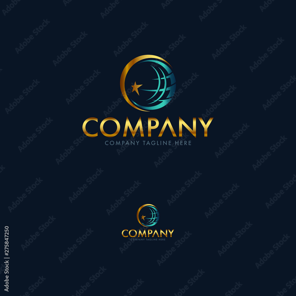 Fototapeta premium Creative Globe, Earth Moon and Star Logo Template