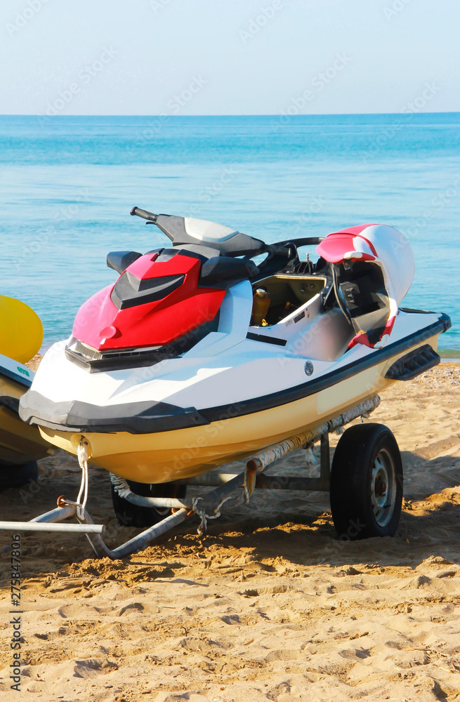 sea motorcycle jetski scooter on a background of blue sea sea motorcycle jetski scooter on a background of blue sea