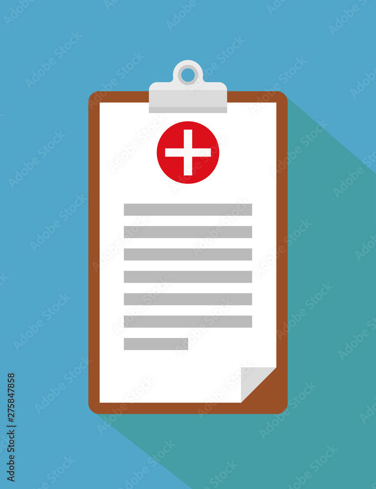 Clinical record, prescription, medical checkup report, health insurance concepts. Clipboard with checklist and medical cross in mockup style for website or mobile apps design. eps10 Clinical record, prescription, medical checkup report, health insurance concepts. Clipboard with checklist and medical cross in mockup style for website or mobile apps design. eps10