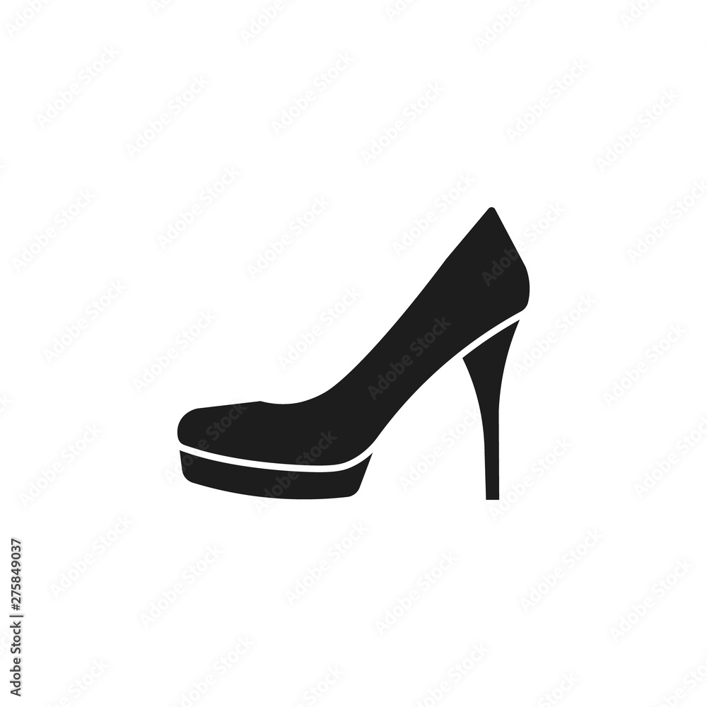 Fototapeta premium Black woman shoes icon. Vector.