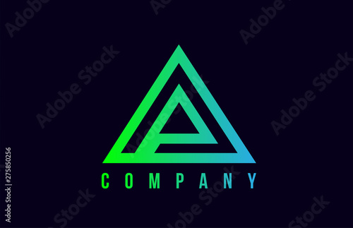 A line thick green black alphabet letter logo icon design sign
