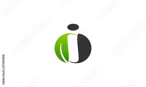 letter i leaf green logo