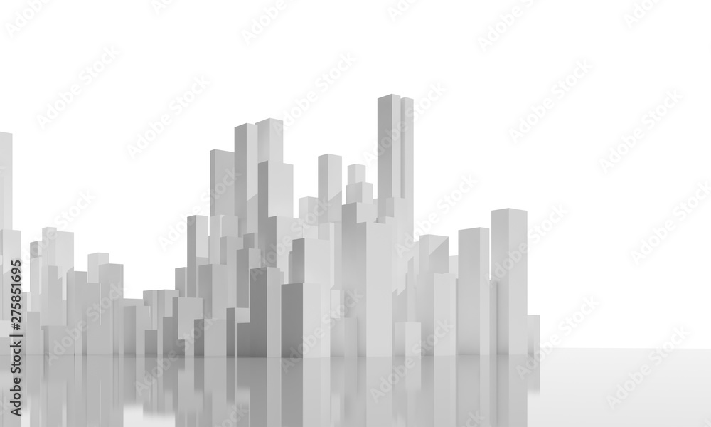 Abstract downtown skyline isolated on white