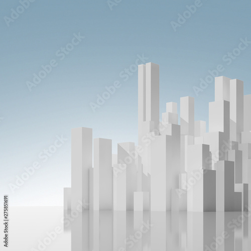 Abstract city skyline under blue sky