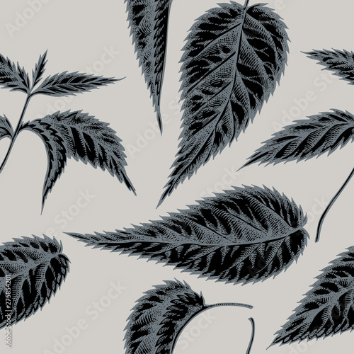 Seamless pattern with hand drawn stylized nettle