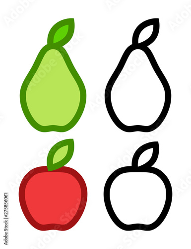 Colorful icons of Pear and ...