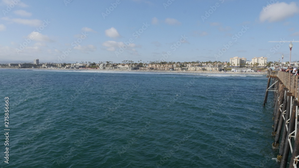 Oceanside Pier California with beach coastline shot in high resolution 