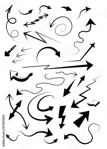A set of different drawn arrows. Super Vector Graphic Design