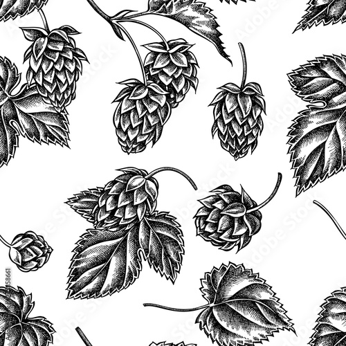 Seamless pattern with black and white hop