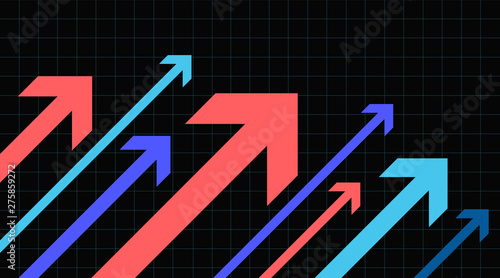 Abstract financial chart with arrows going up. Vector illustration.