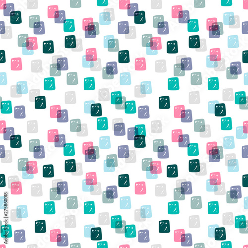 Modern hand draw colorful abstract seamless pattern with geometrical shapes. Square hand drawn background. Vector illustration.