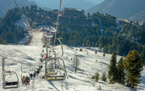 Malamjabba skiing resort snow mountains and pine trees photo