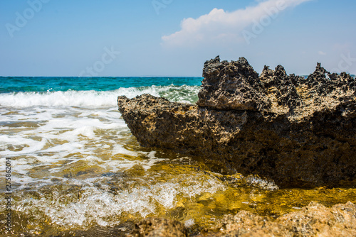  stone in the form of a ship on the coast of Ayia Napa, Cyprus photo