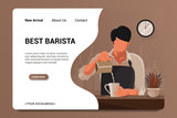 best barista landing page background vector