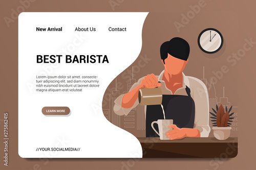 best barista landing page background vector photo