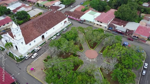 Aerial view of the Saint Athanasius Cathedral in Los Santos, Panama.