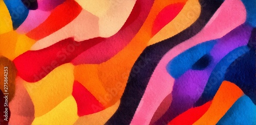 Abstract acrylic background. Watercolor texture. Psychedelic crazy art. Unusual design pattern. Warm and very bright colors. Marble effect liquid draw artwork. Colorful waves.