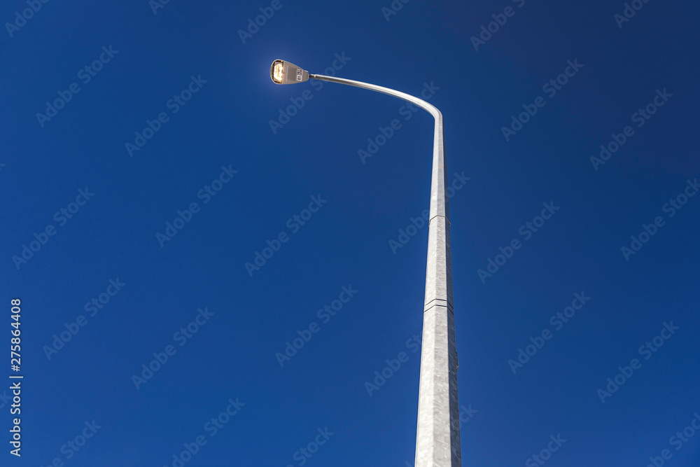 Electricity street pole. LED light. Industrial And Commercial LED light for street pole. LED light lamp stock photo