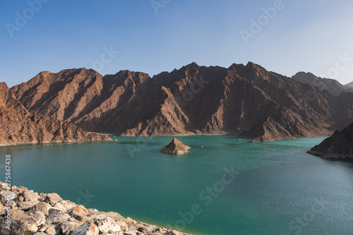 Hatta Dam and lake in Dubai emirate, UAE. photo