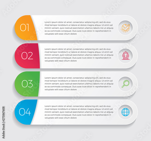 Infographic design vector and marketing icons can be used for workflow layout, diagram, annual report, web design.  Business concept with 4 options, steps or processes. - Vector 